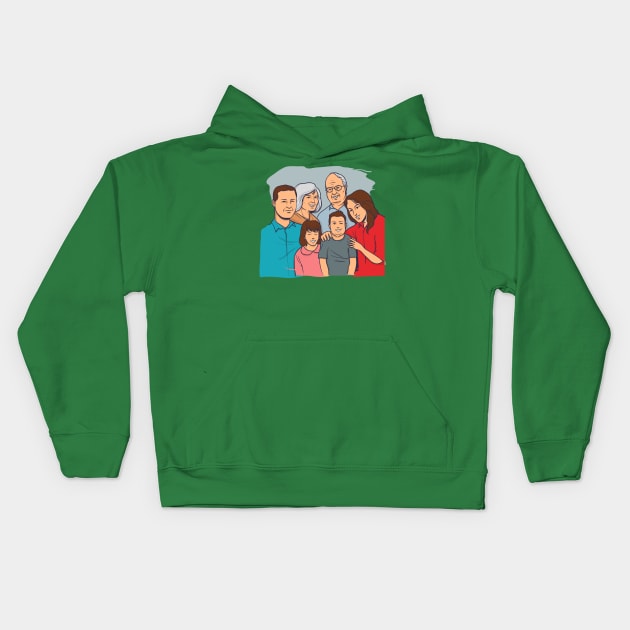 Hand Drawn Family Kids Hoodie by Mako Design 